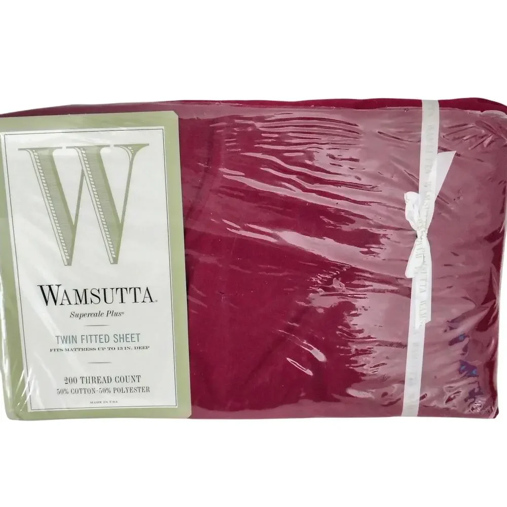 Wamsutta Supercale Plus Twin Flat Sheet Burgundy No Iron Cotton Blend NEW VTG